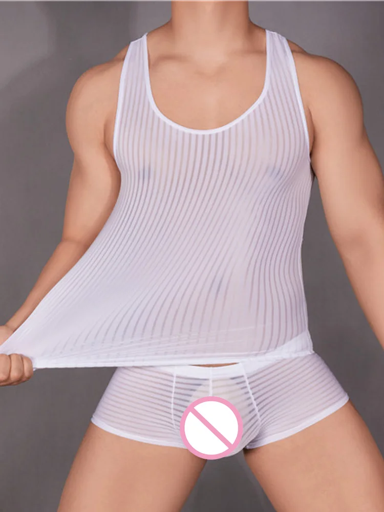 Yoga Fitness Club - Streep pure herenvest sexy hoge elastische