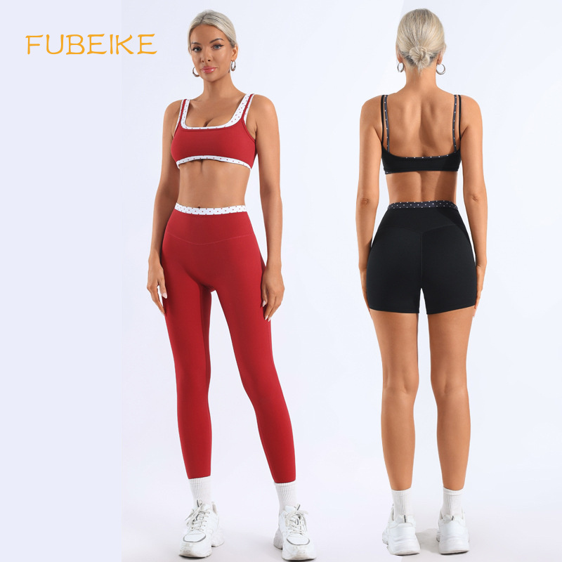 Yoga Blocks - Sportfitness tweedelige set met polkadotprint, kleurblokken,