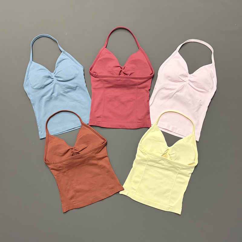 Yoga Mat For Fitness - Gym Dames Sporttanktop Naadloze halter Spaghettibandjes