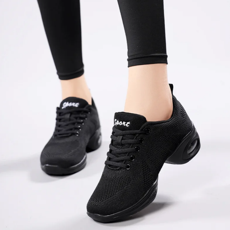 Zumba & Yoga Fitness By Anushree Pune Reviews - Zwarte mesh danssneakers voor dames, ademend,