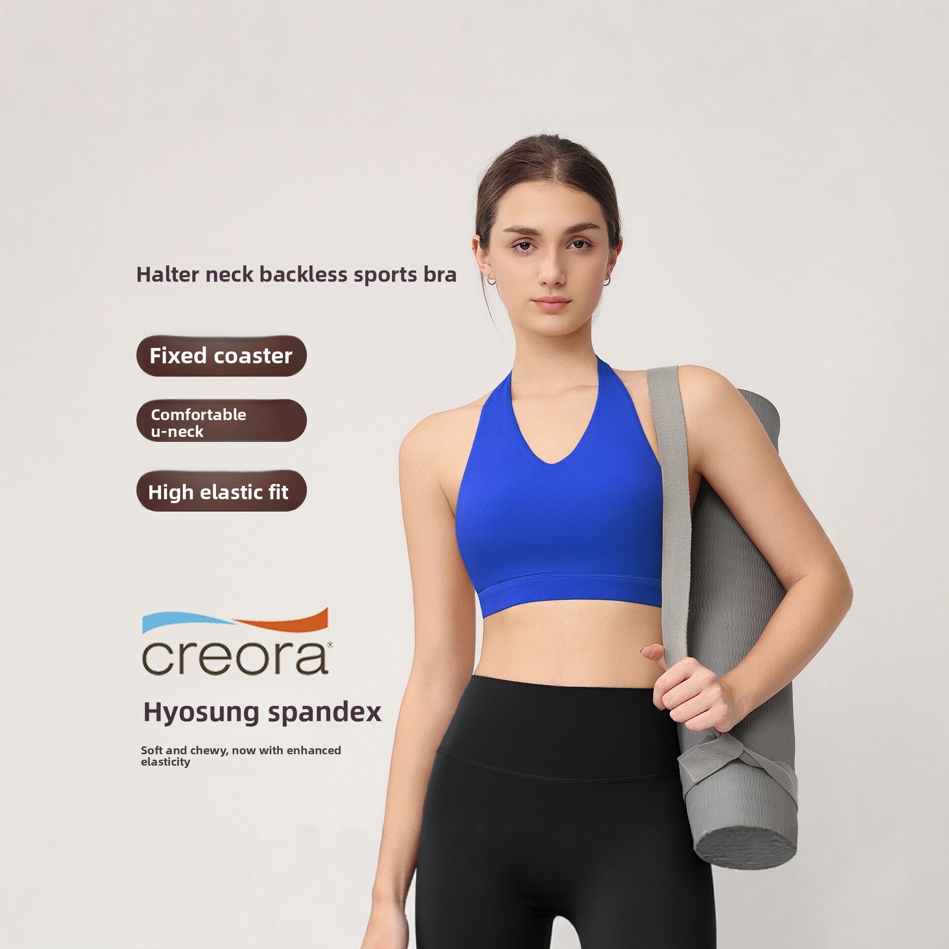 Yoga Mat For Fitness - Dames halter sportbeha met vaste pads,